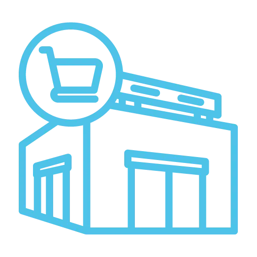 Icône grande distribution – Missions d’intérim en caisse, mise en rayon et gestion de stock